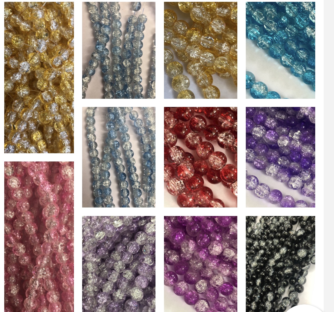 Colour&White Crackle Beads