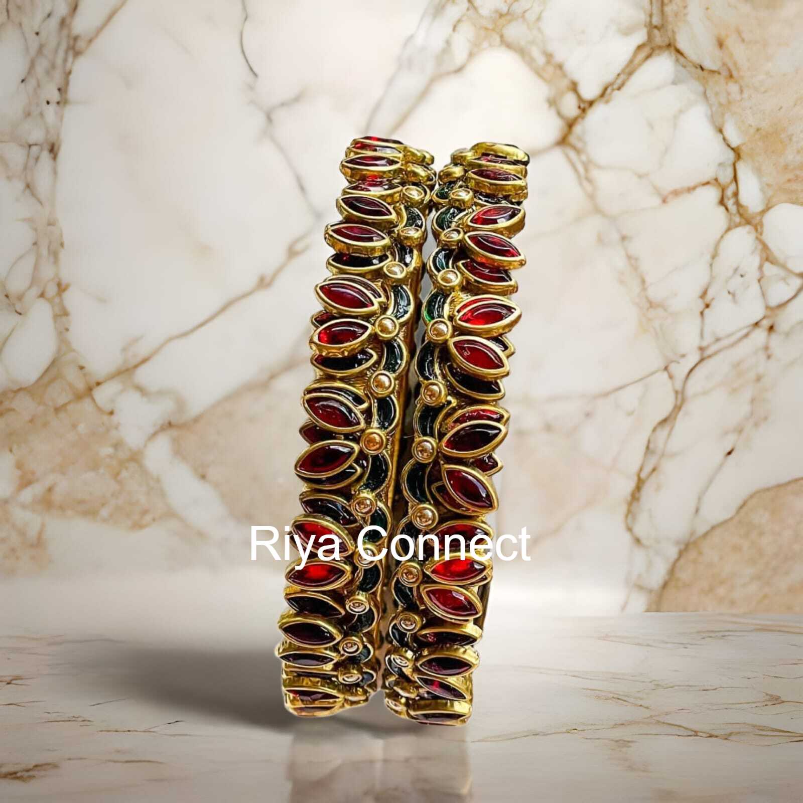 Glossy Lotus Model Silk Thread Kundan Bangle Collection - 1