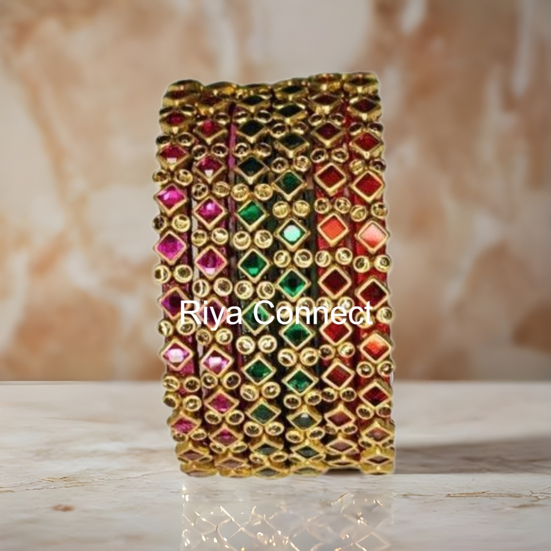 Glossy Square Silk Thread Bangle Collection - 03