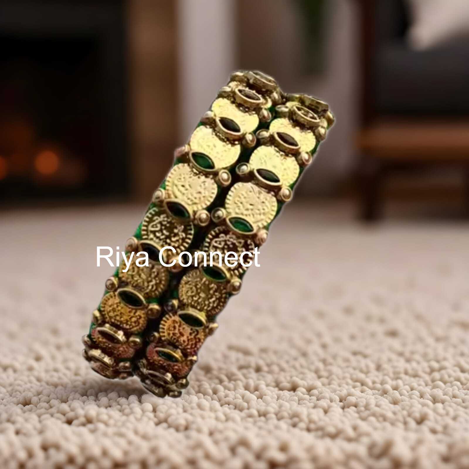 Lakshmi  Coin Glossy Kundan Silk Thread Bangle Collection - 01