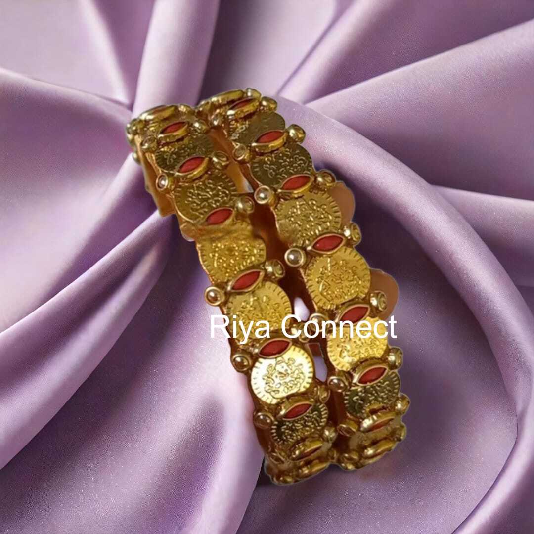 Lakshmi Coin Matte Kundan Silk Thread Bangle Collection - 01