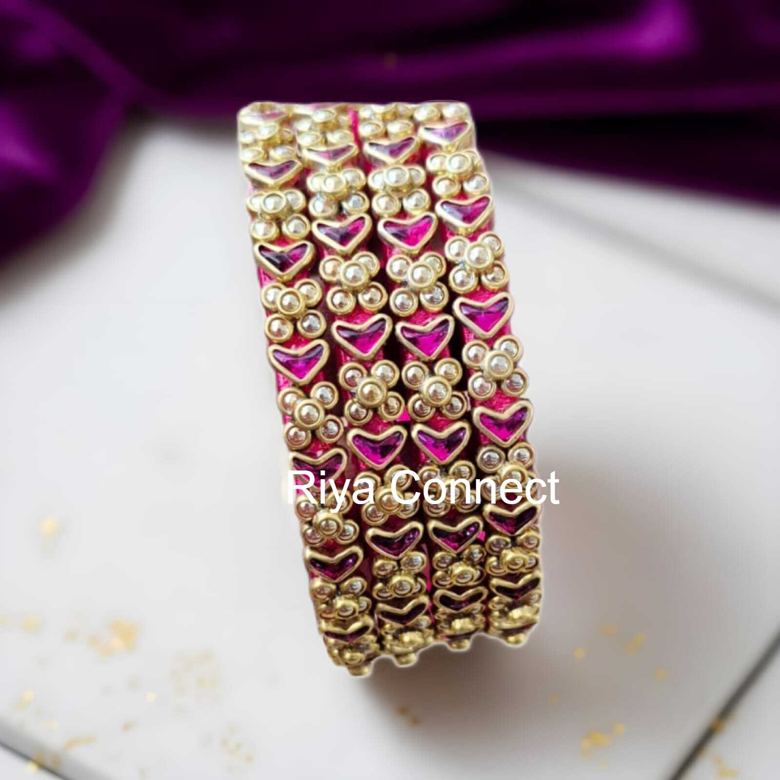Heart Glossy Silk Thread Bangle Collection - 2